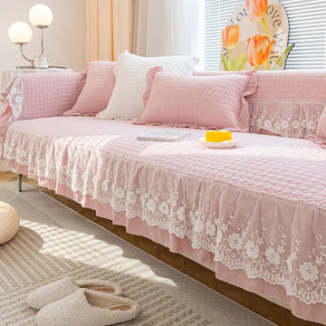 Thicken Cotton Sofa Seat Cover Sofa Cushion Towel Lace Embroidery Couch Sofa Slipcover Living Room Furniture Protector Decor